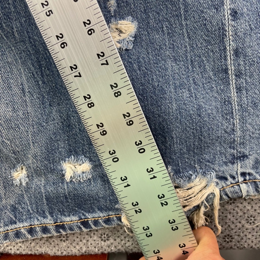 NEW Zara Mid-Rise Full Length Wide Leg Distressed Jeans Blue Size 8 W32xL32 - Picture 10 of 13